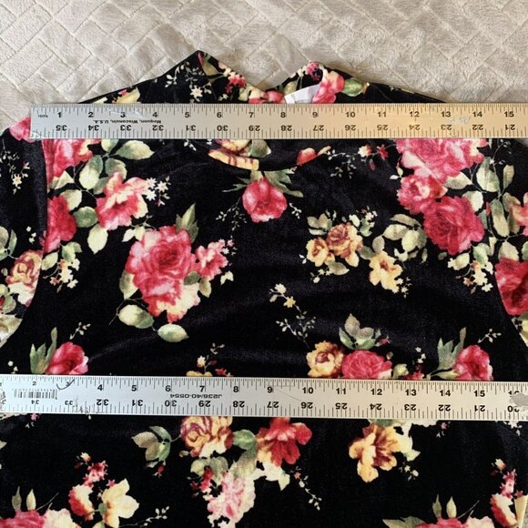 Current Project Womens M Dress Mini Bodycon Velvet Floral Short Sleeve Open Back - Picture 5 of 11